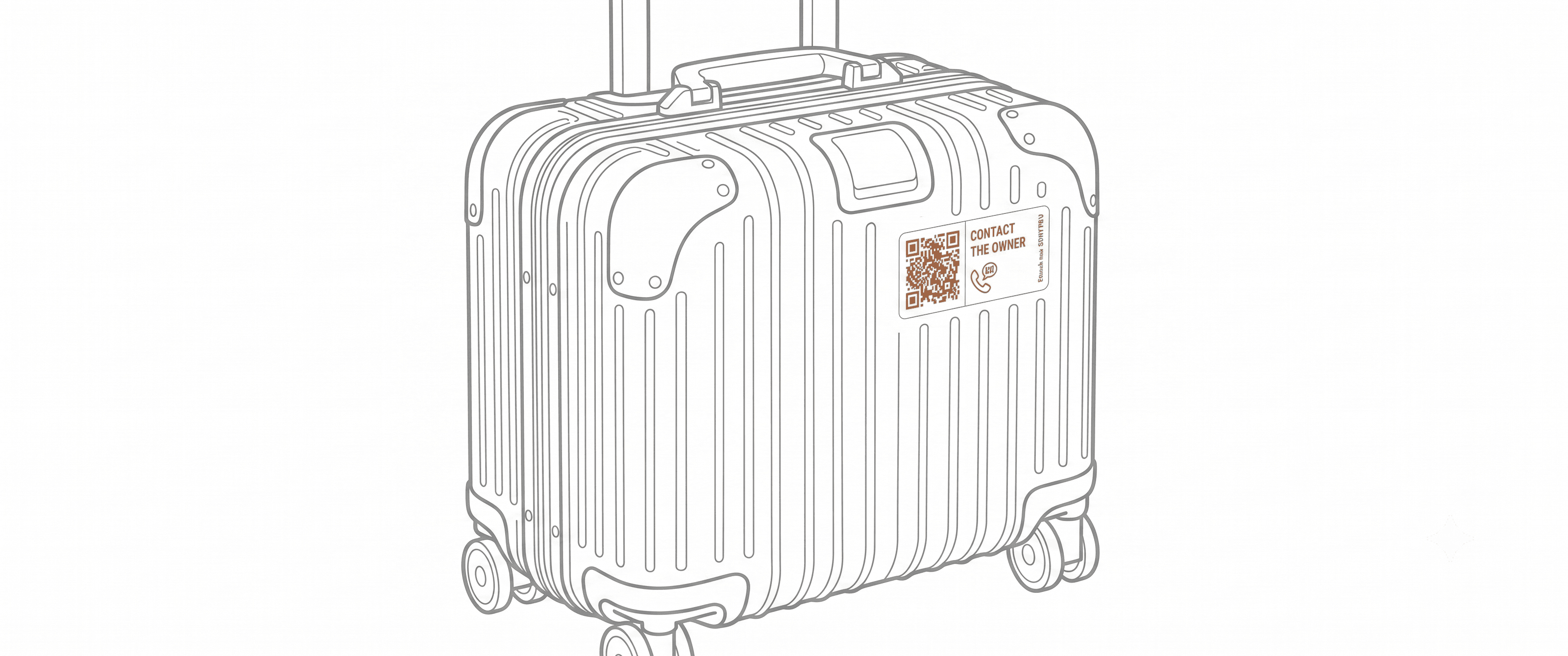 A Reachtag QR sticker placed on the side of a suitcase